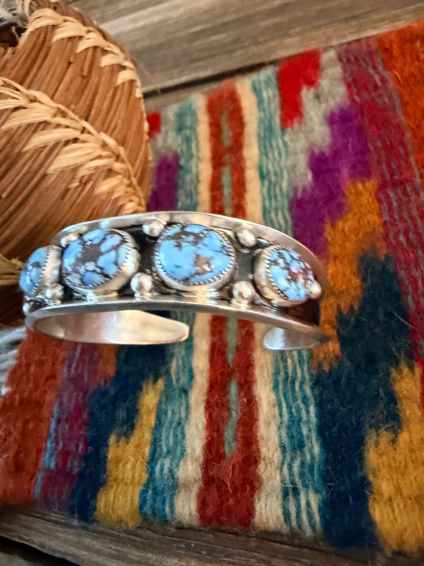 Handcrafted Golden Hills Turquoise & Sterling Silver Cuff Bracelet by Paul Largo