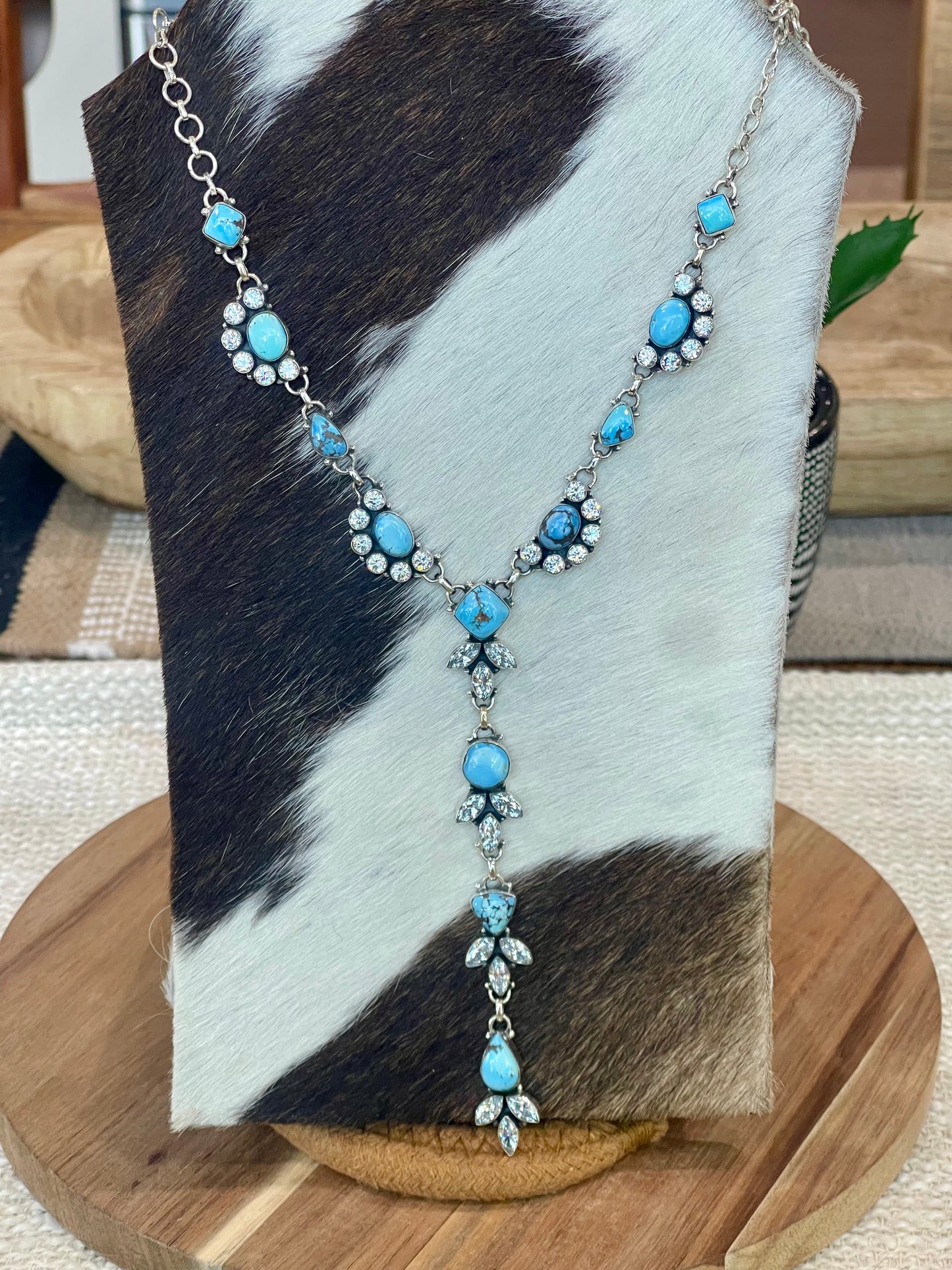 Handcrafted Sterling Silver, Golden Hills & CZ Necklace