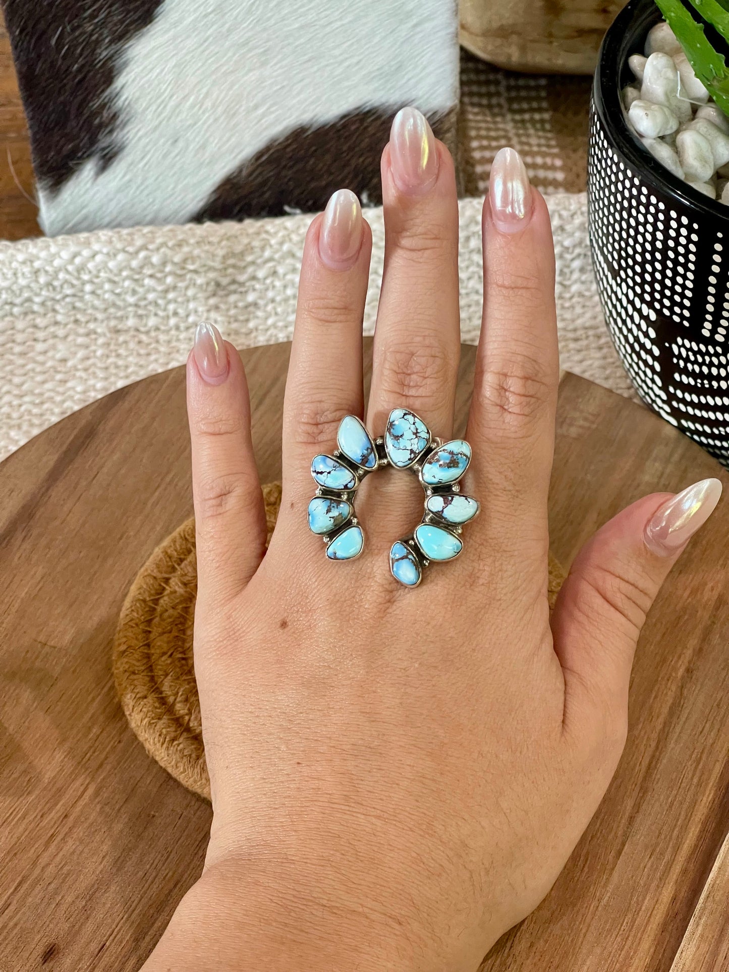 Handcrafted Sterling Silver & Golden Hills Adjustable Naja Ring