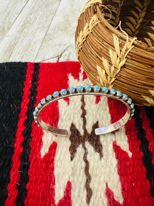 Handcrafted Turquoise & Sterling Silver Snake Eye Cuff Bracelet