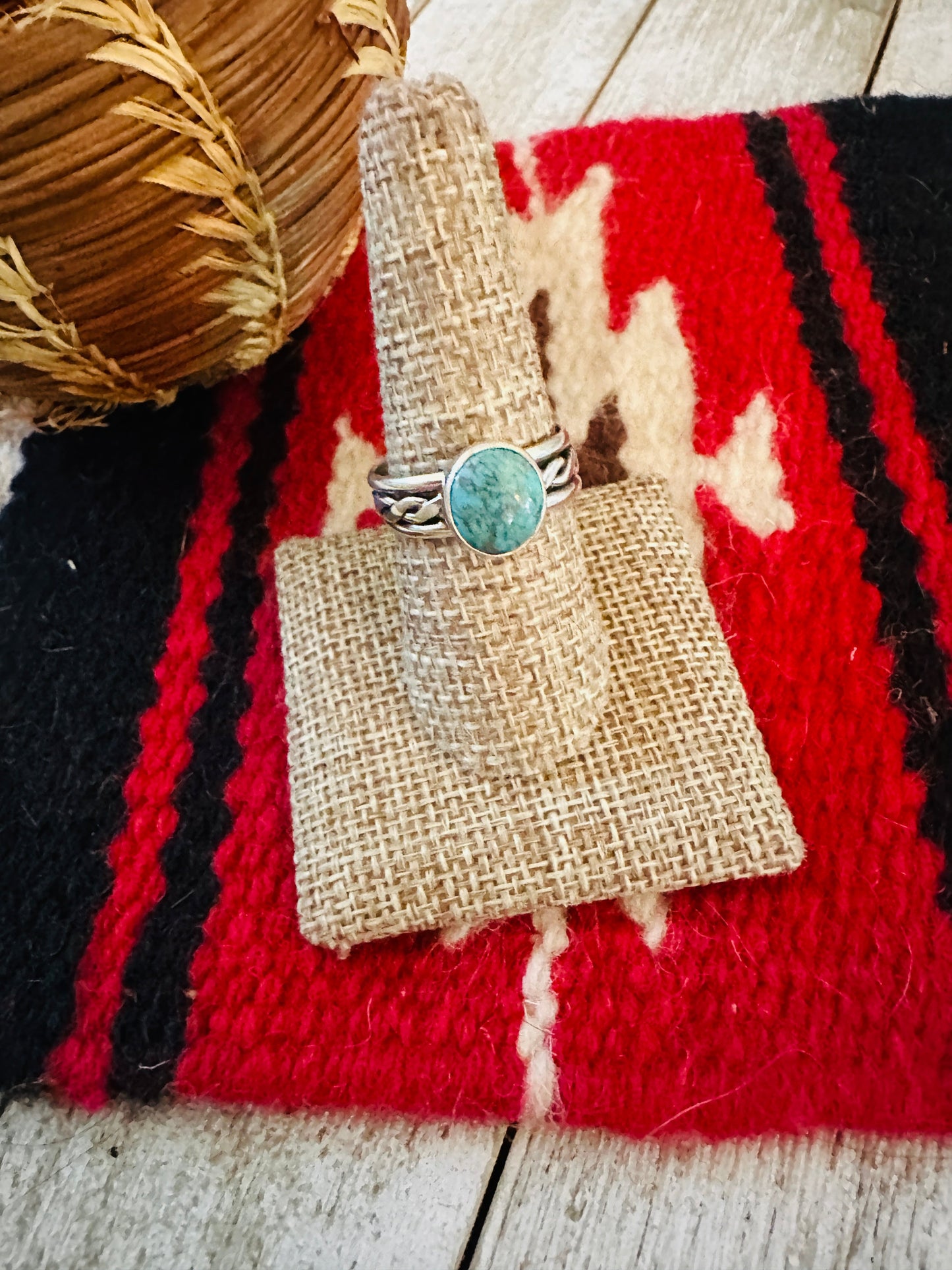 Handcrafted Turquoise & Sterling Silver Ring Size 9.25