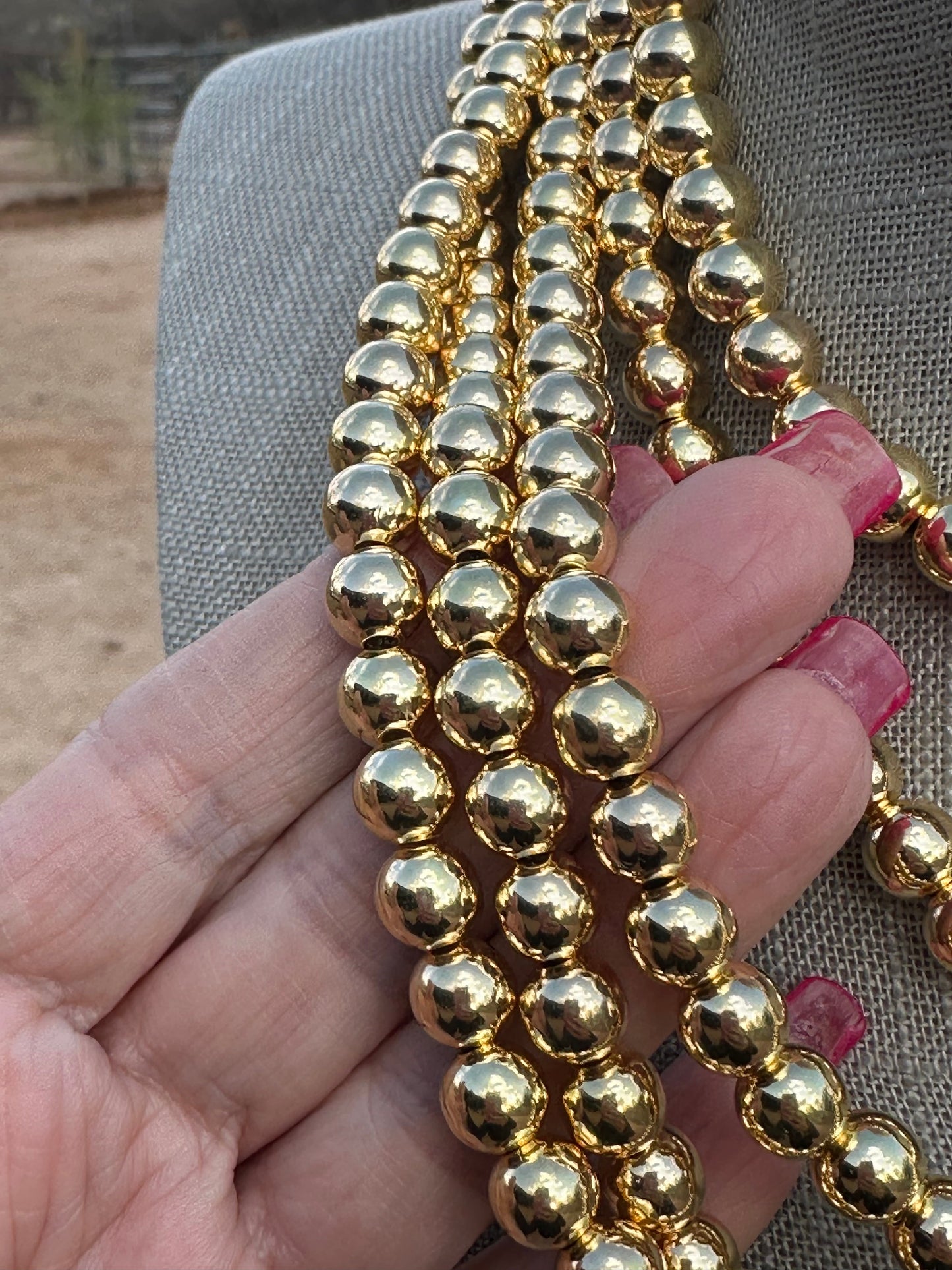 Handcrafted 14kt Gold Overlay & Sterling Silver Beaded 8mm Necklace