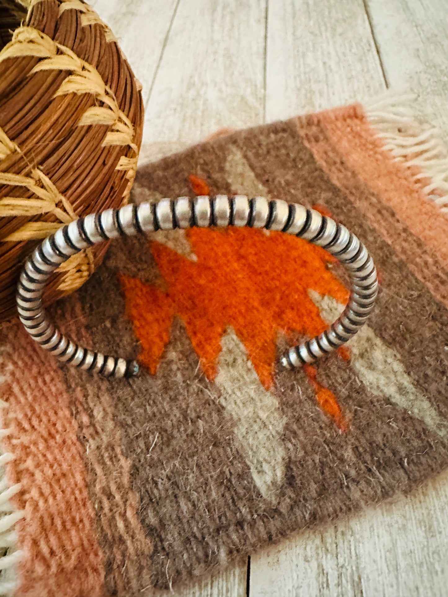 Handcrafted Sterling Silver & Turquoise Ring Bar Cuff Bracelet