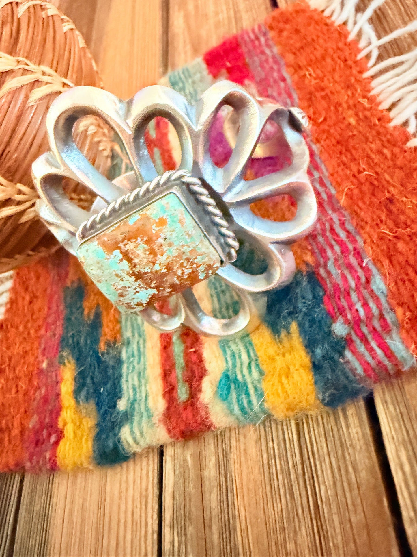 Handcrafted Sterling Silver & Number 8  Turquoise Cuff Bracelet by Chimney Butte