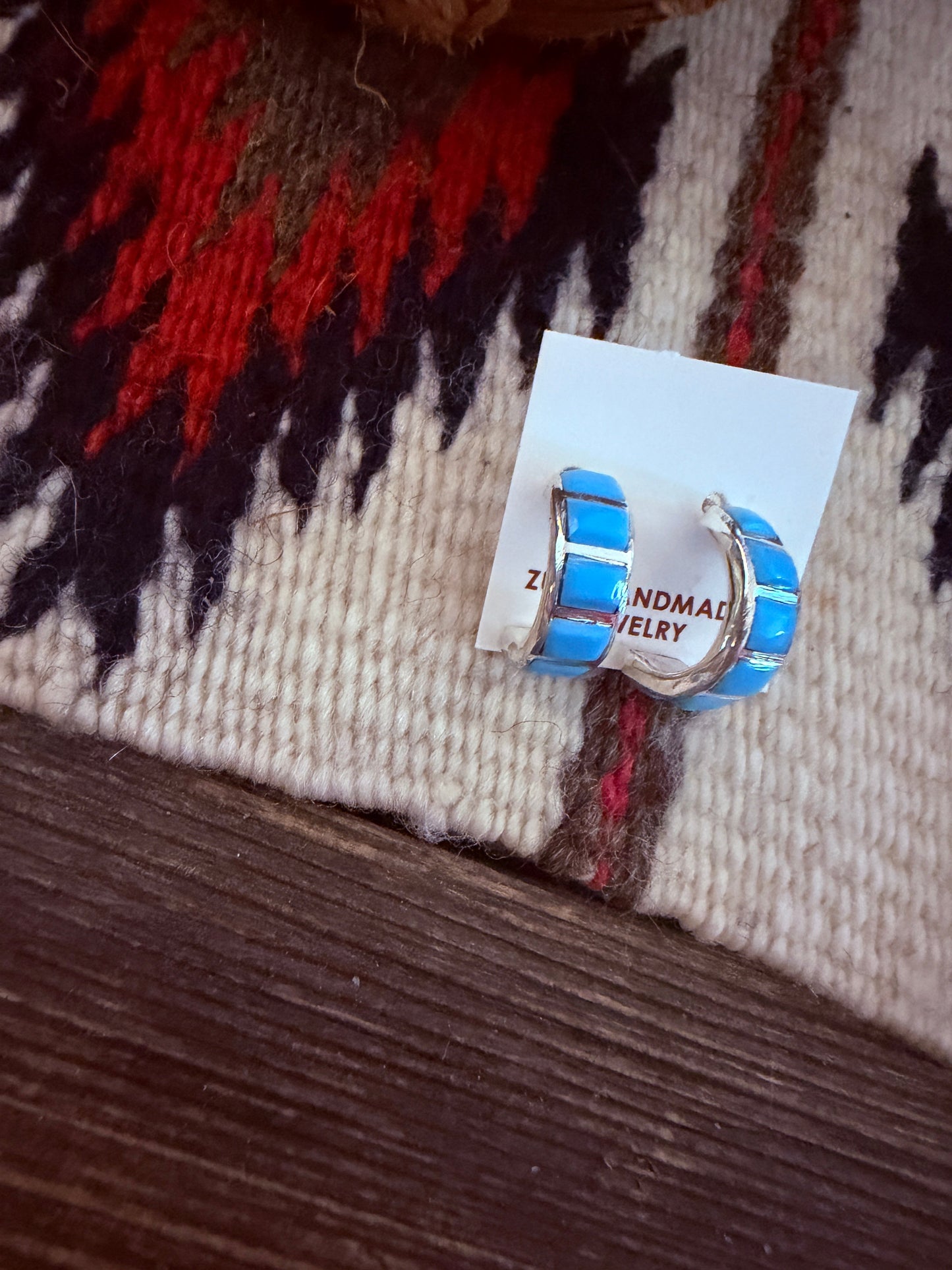 Handcrafted Sterling Silver & Turquoise Hoop Earrings