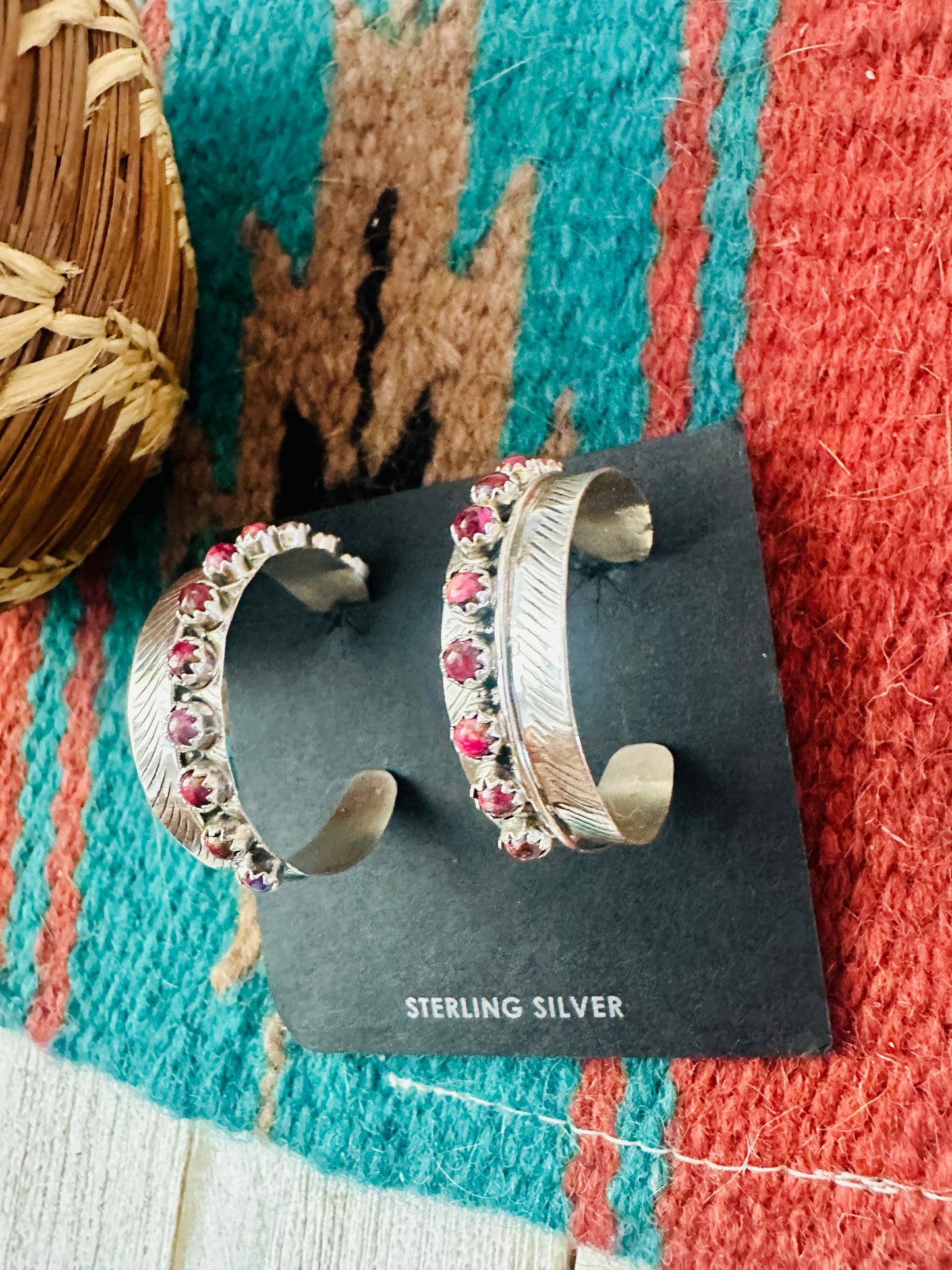 Handcrafted Purple Spiny & Sterling Silver Hoop Earrings