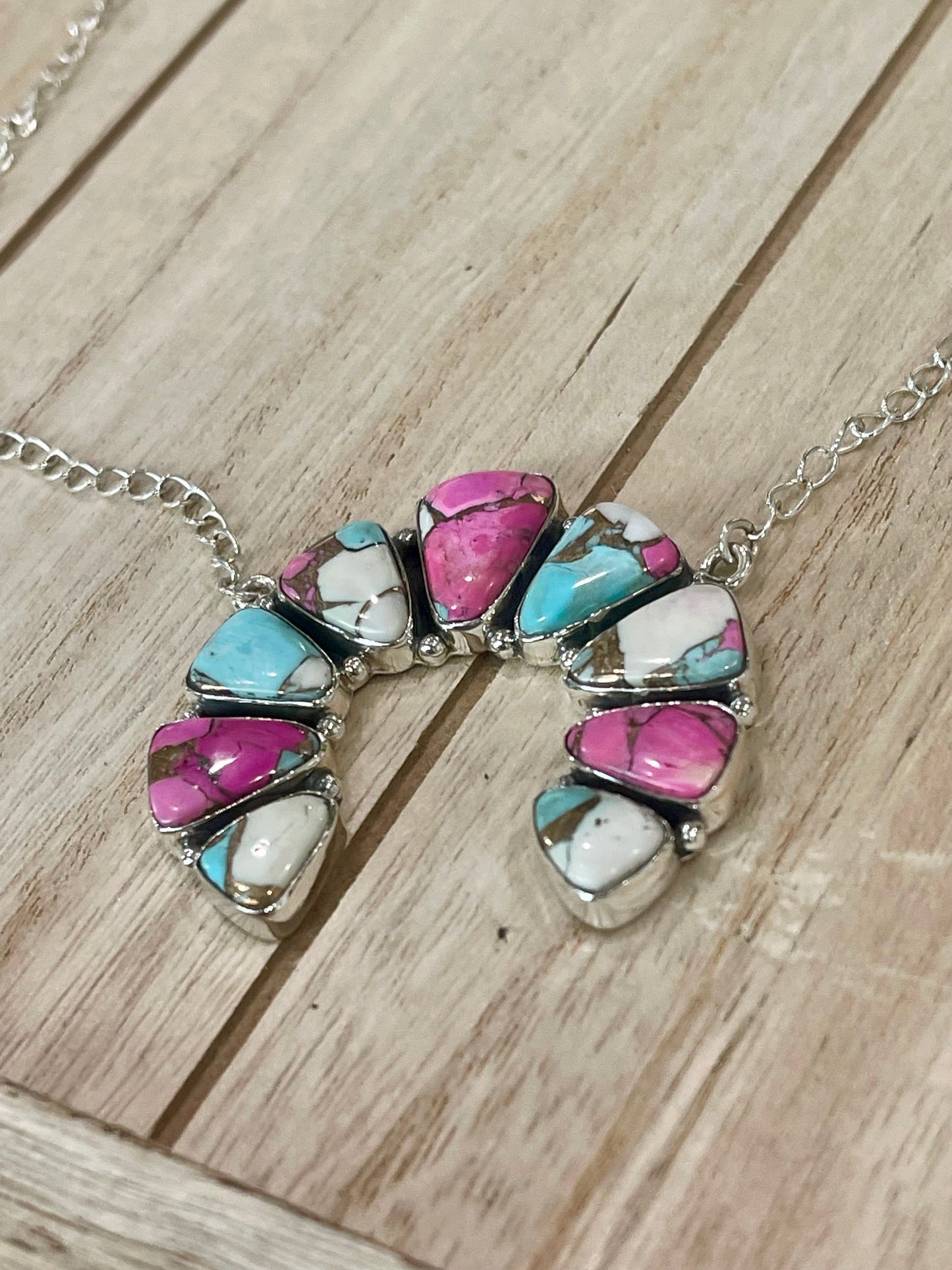 Handmade Cotton Candy Sterling Silver Naja Necklace