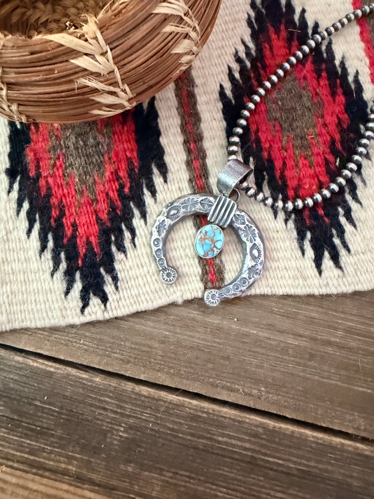 Handcrafted Sterling Silver & Golden Hills Turquoise Naja Pendant by Kevin Billah