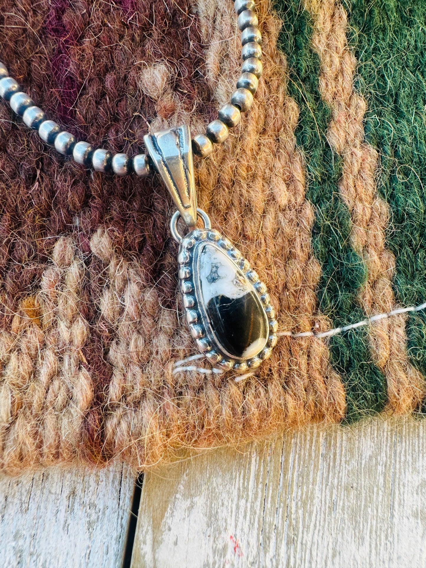 Handcrafted Sterling Silver & White Buffalo Pendant