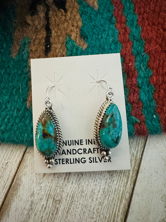 Navajo Sterling Silver & Turquoise Dangle Earrings