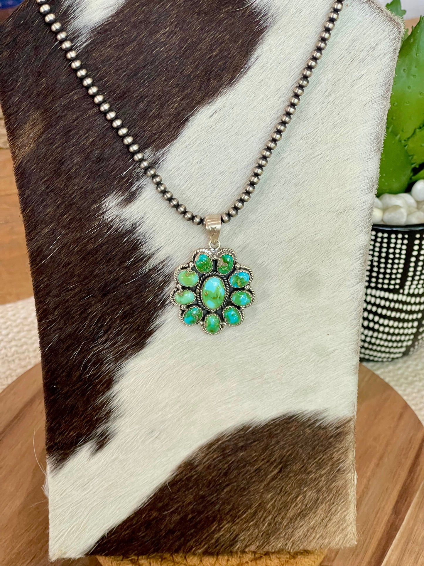 Handmade Sterling Silver & Sonoran Mountain Turquoise Cluster Pendant
