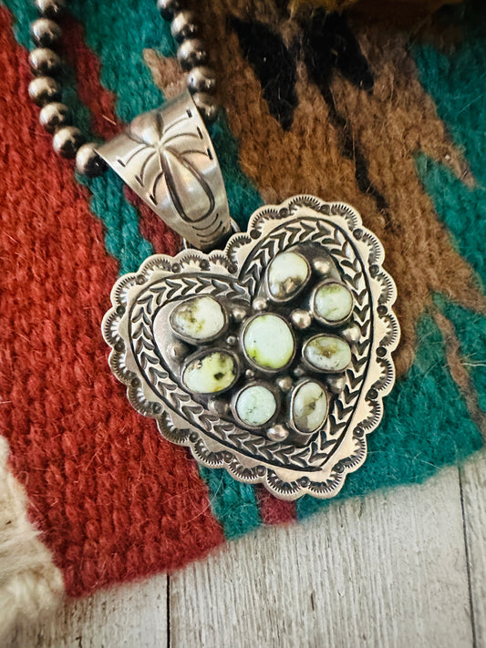 Handcrafted Palomino Turquoise & Sterling Silver Heart Pendant