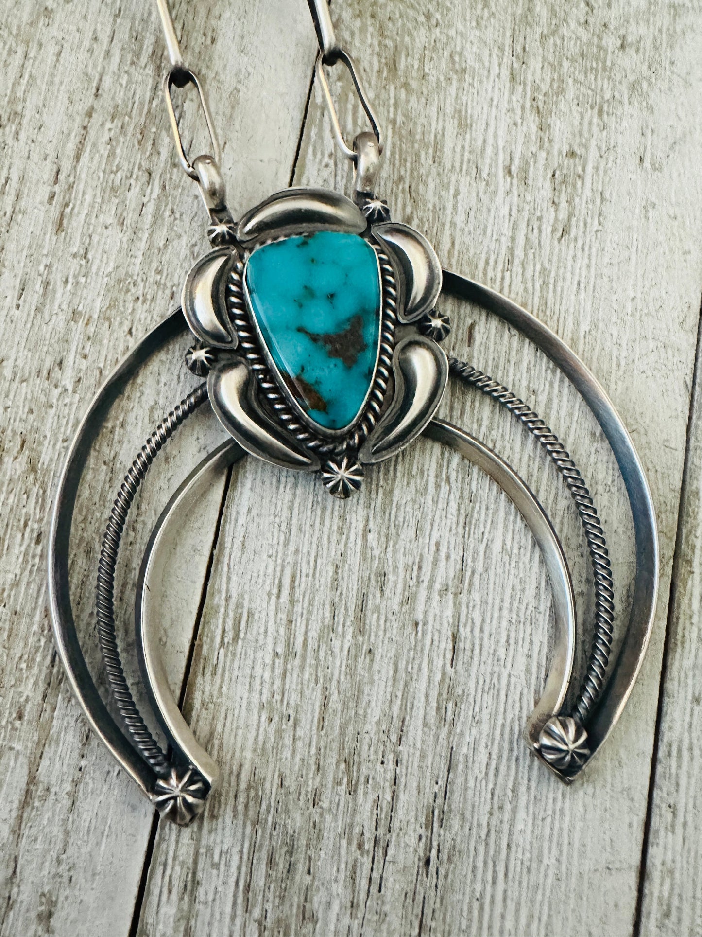 Handcrafted Sterling Silver & Turquoise Naja Chain Necklace