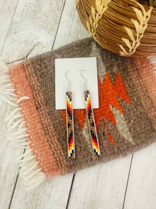 Navajo Handmade Multicolor Beaded Dangle Earrings