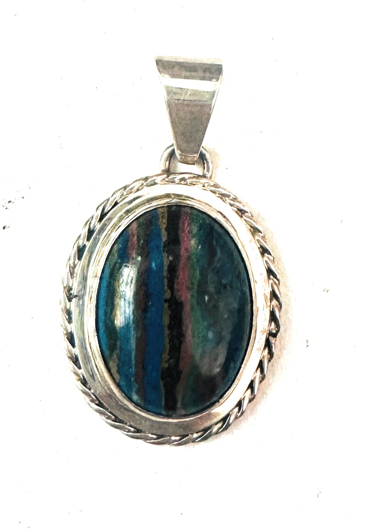 Handcrafted Rainbow Calsilica  and Sterling Silver Star Pendant
