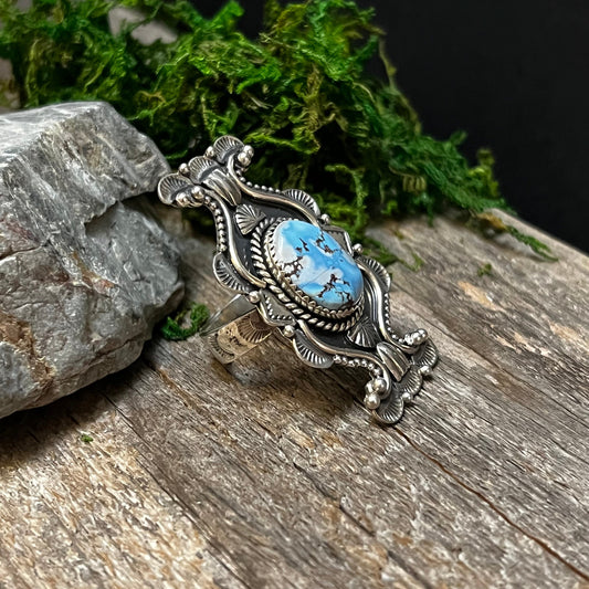 Handmade Sterling Silver & Golden Hills Turquoise Oval Shaped Stone Ring