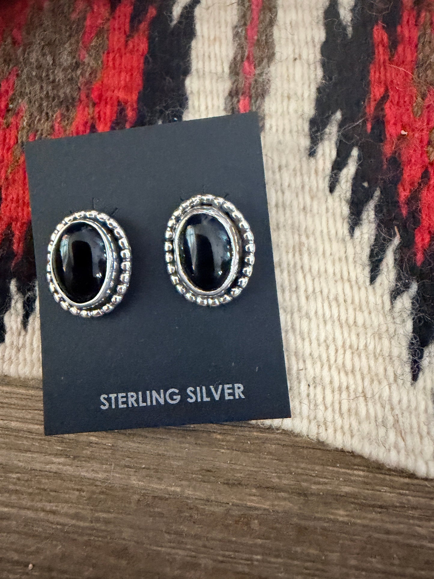 Handcrafted Onyx & Sterling Silver Post Earrings