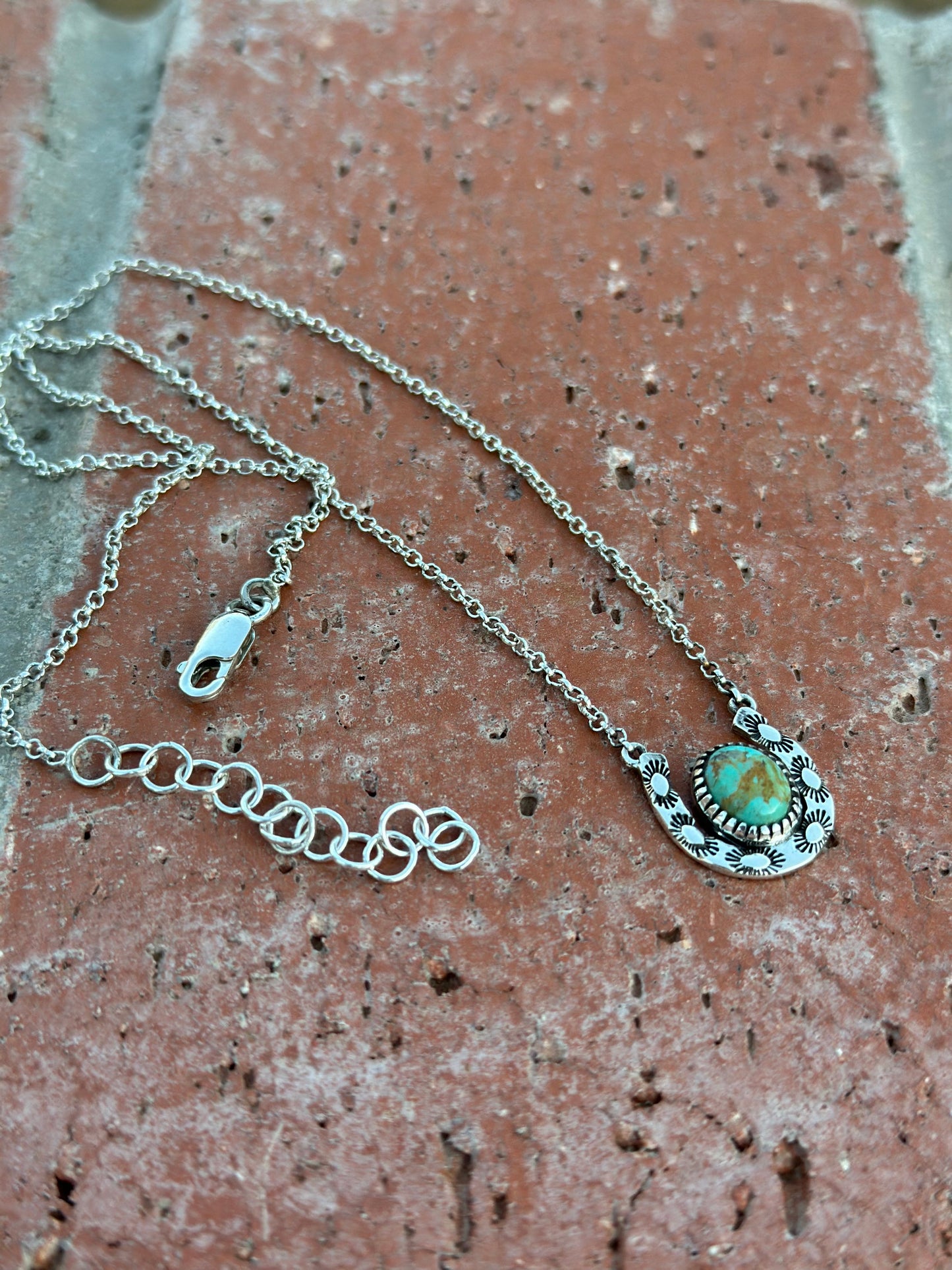 Handmade Turquoise & Sterling Silver Horseshoe  Necklace