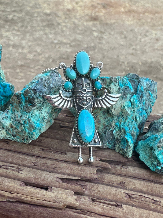 Gorgeous Handmade Sterling Silver Kingman Turquoise Nizhoni Maiden Necklace