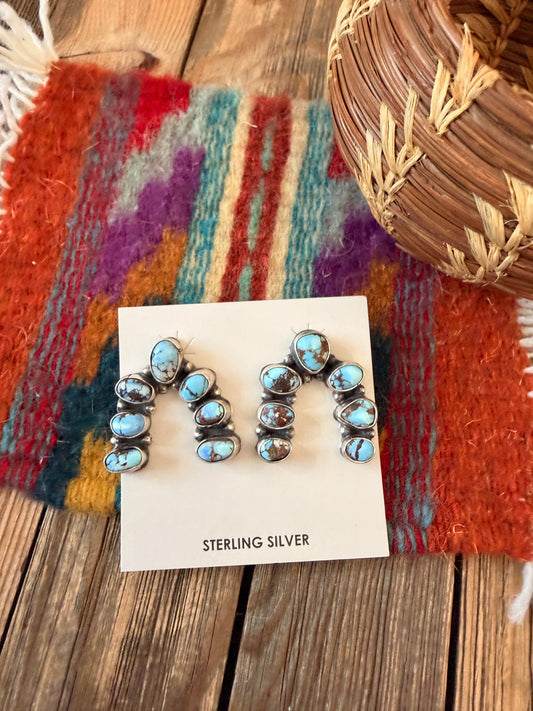 Handcrafted Golden Hills Turquoise & Sterling Silver Naja Earrings