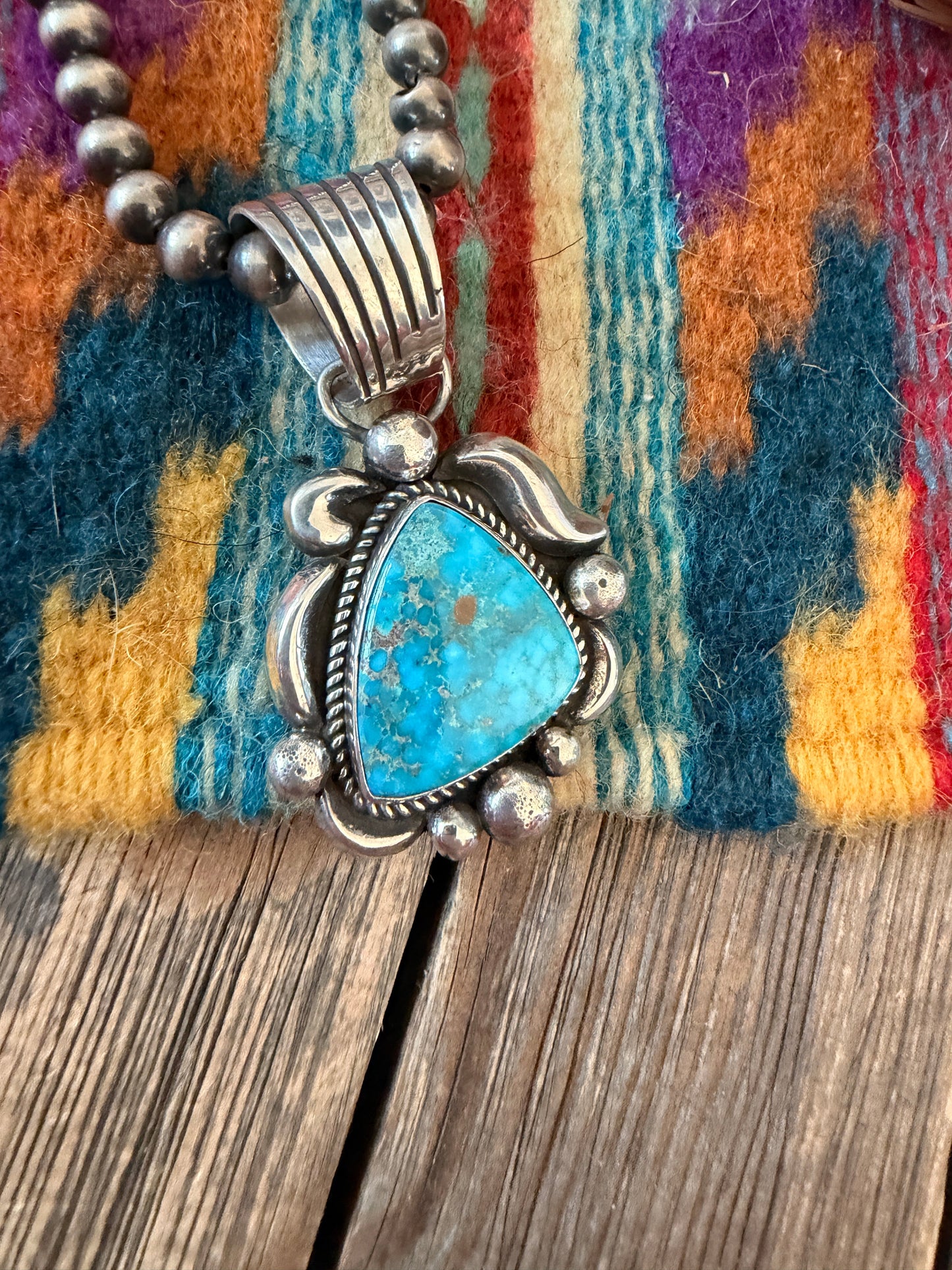 Handcrafted Sterling Silver & Turquoise Pendant by Albert Jake
