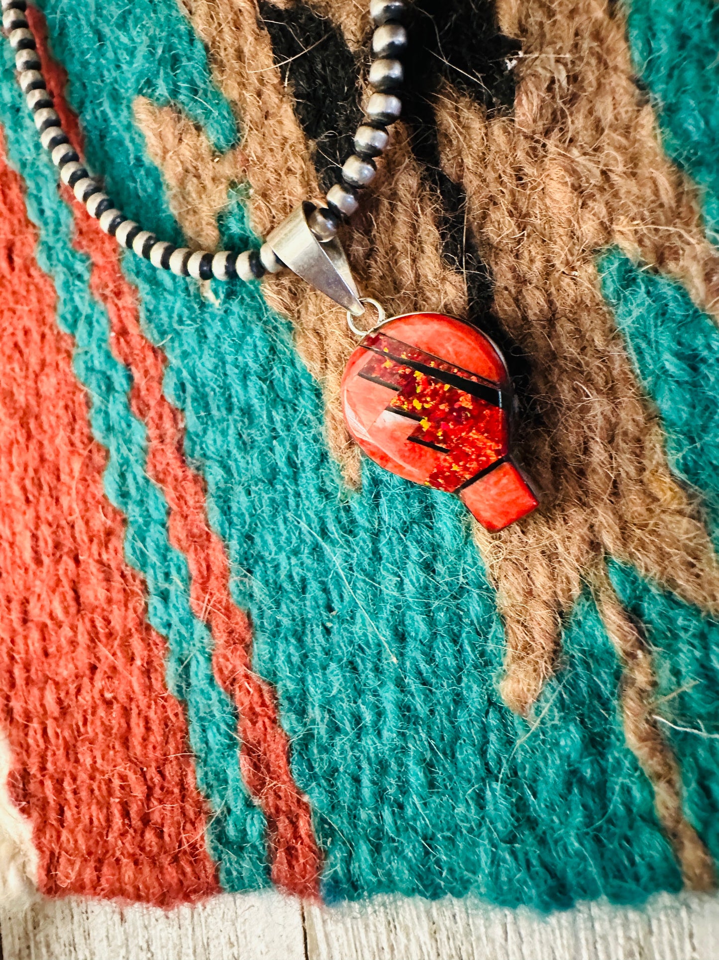 Handcrafted Multi Stone & Sterling Silver Inlay Pendant