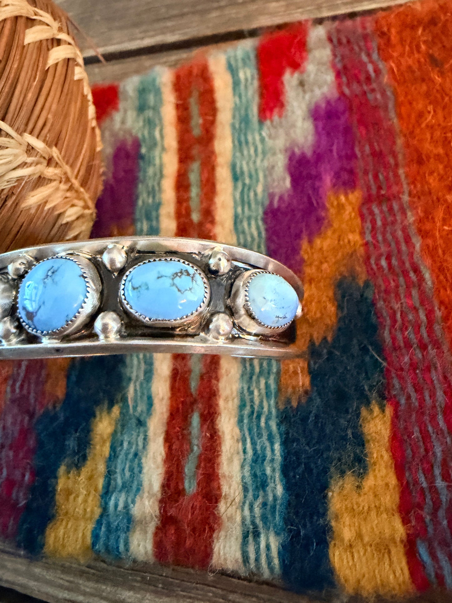 Handcrafted Golden Hills Turquoise & Sterling Silver Cuff Bracelet by Paul Largo