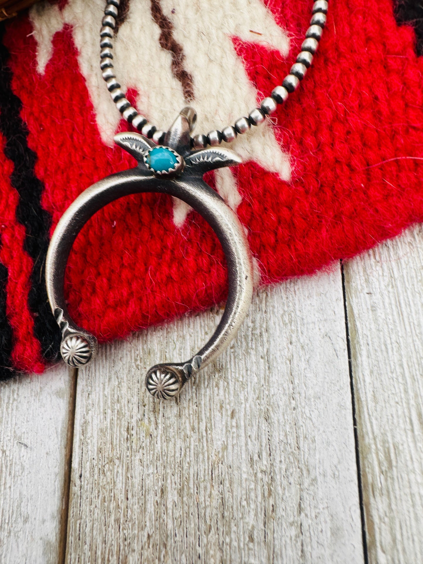 Handcrafted Sterling Silver & Turquoise Naja Pendant by Martha Cayatineto