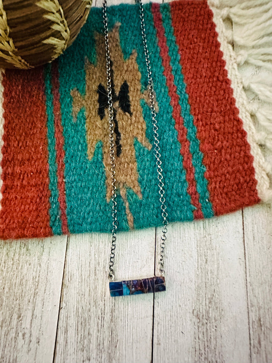 Handcrafted Purple Mojave & Sterling Silver Inlay Bar Necklace