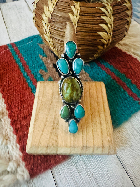 Handcrafted Turquoise & Sterling Silver Adjustable Statement Ring