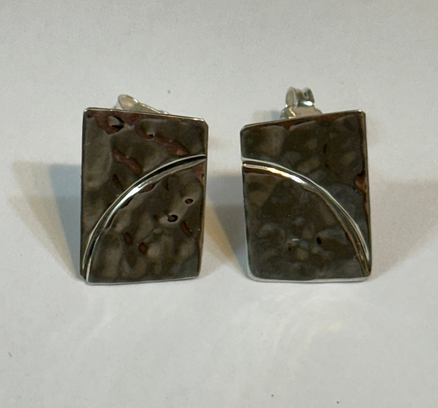 Hammered Sterling Silver Puzzle Earrings on Post