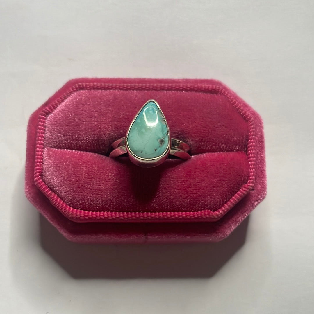 Handcrafted Turquoise Sterling Silver Teardrop Ring