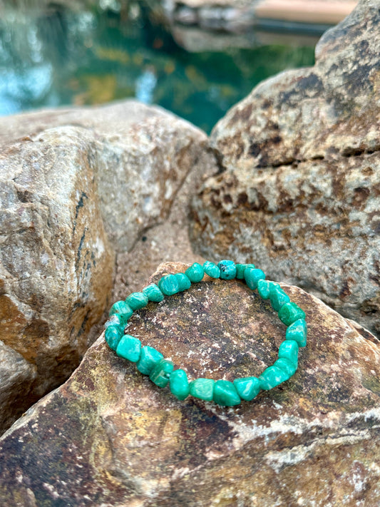 Green Amazonite Nugget Stretch Bracelet