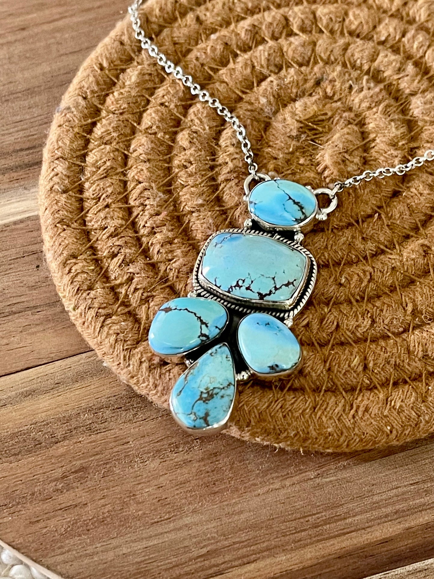Handcrafted Sterling Silver & Golden Hills Cluster Necklace