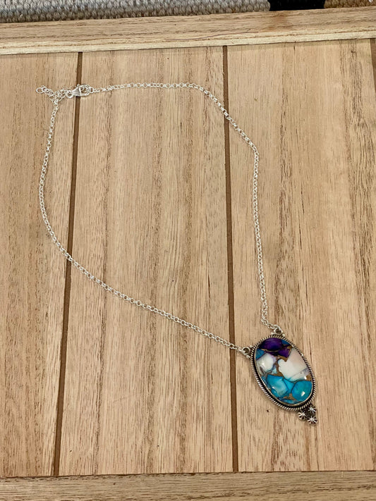 Handmade Sterling Silver & Purple Dream Mojave Heart Necklace