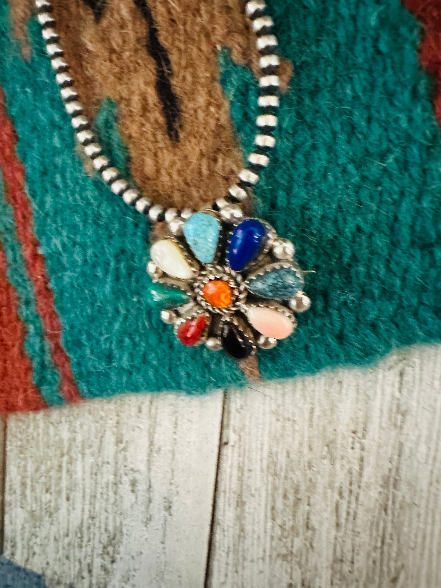 Handcrafted Multi Stone & Sterling Silver Cluster Brooch/ Pendant