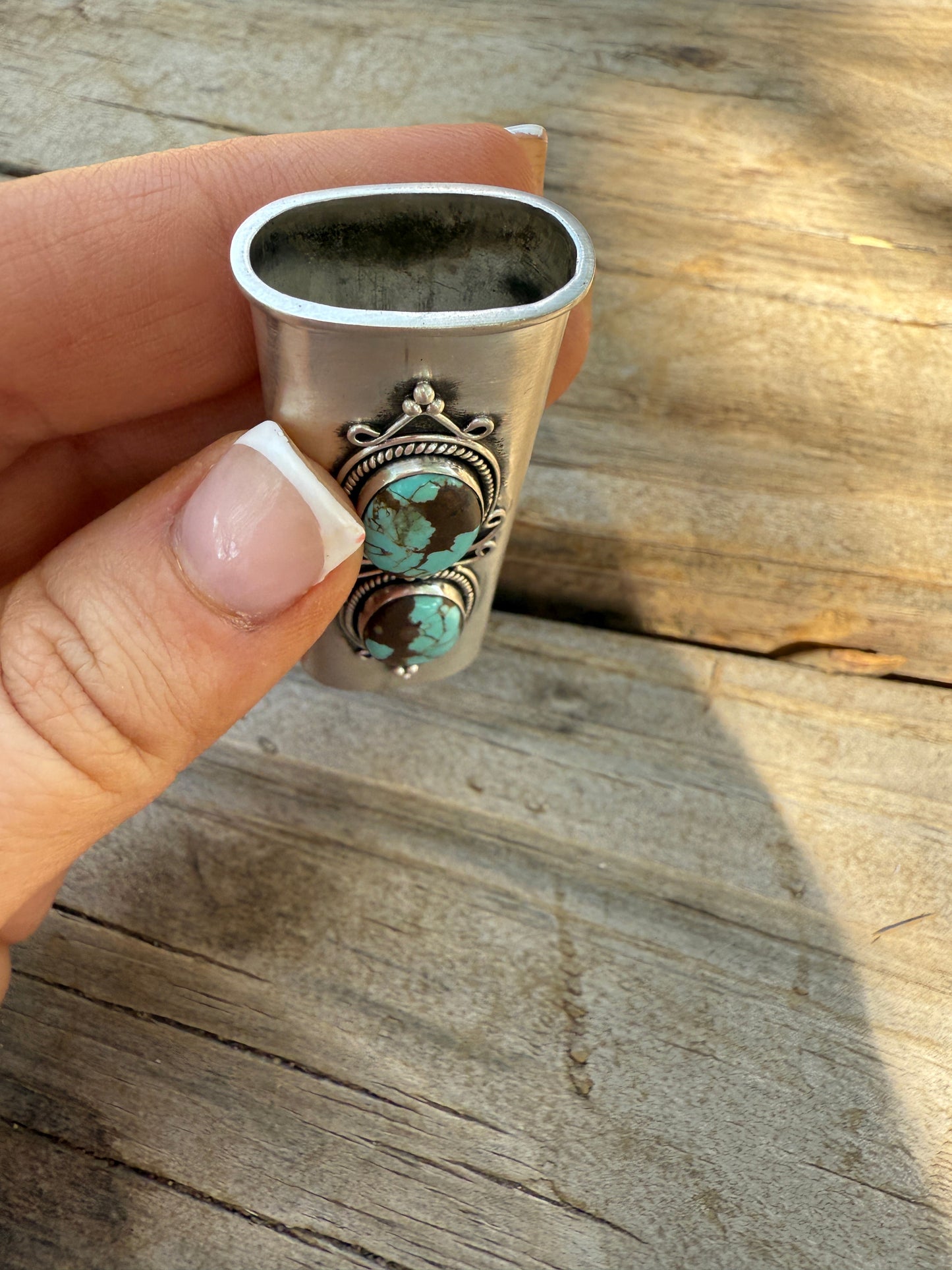Handmade Sterling Silver & Number 8 Turquoise Lighter Cover