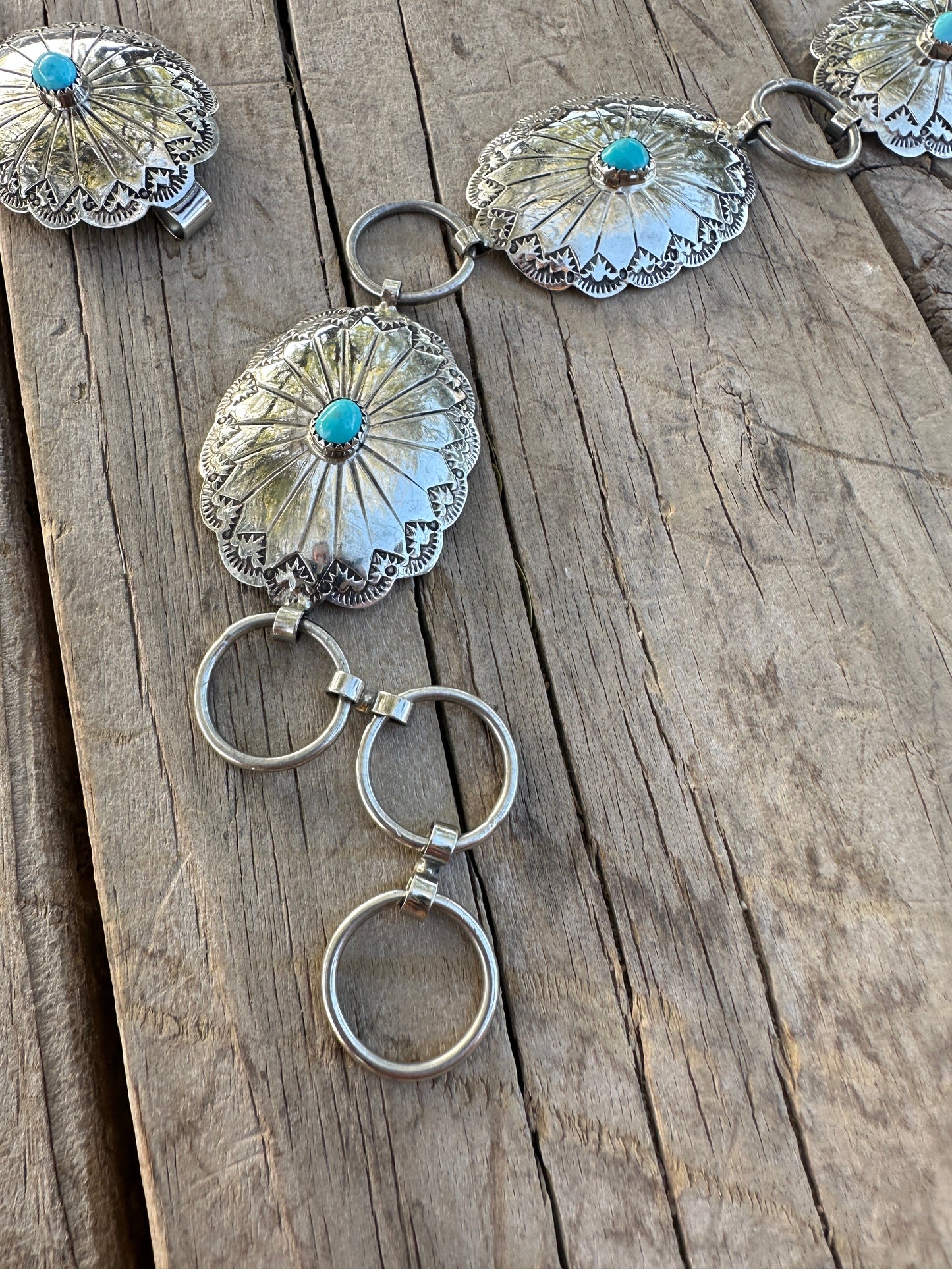 Beautiful Handcrafted Handmade Nickel Silver Turquoise Concho Belt
