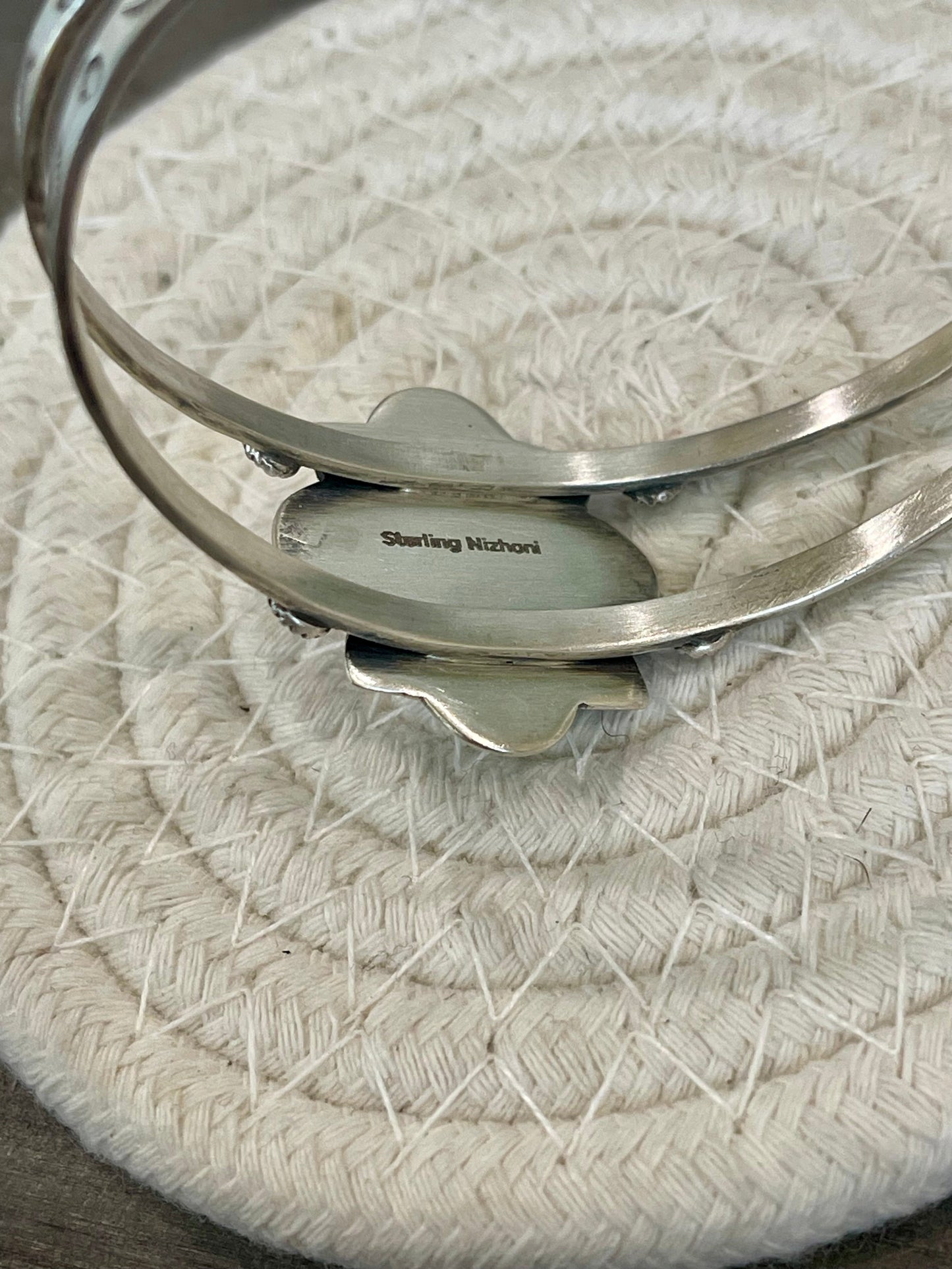 Nizhoni Handmade Sterling Silver & Number 8 Turquoise Adjustable Cuff Bracelet