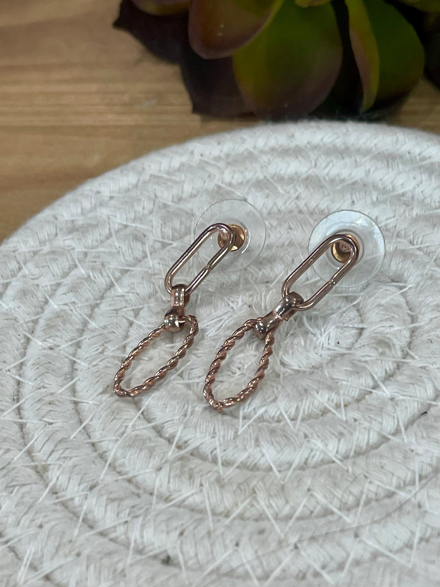 Vintage Handmade Copper Post Dangle Earrings