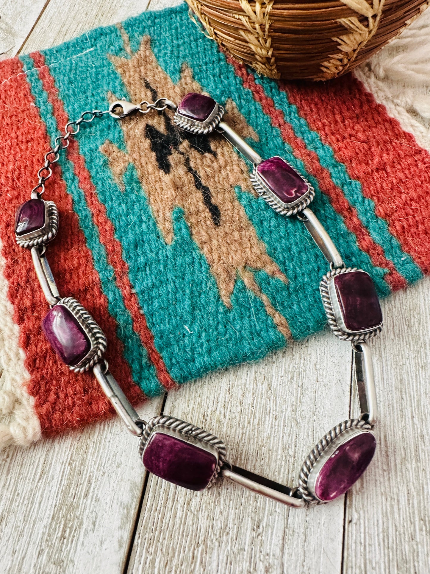 Handcrafted Sterling Silver & Purple Spiny Choker