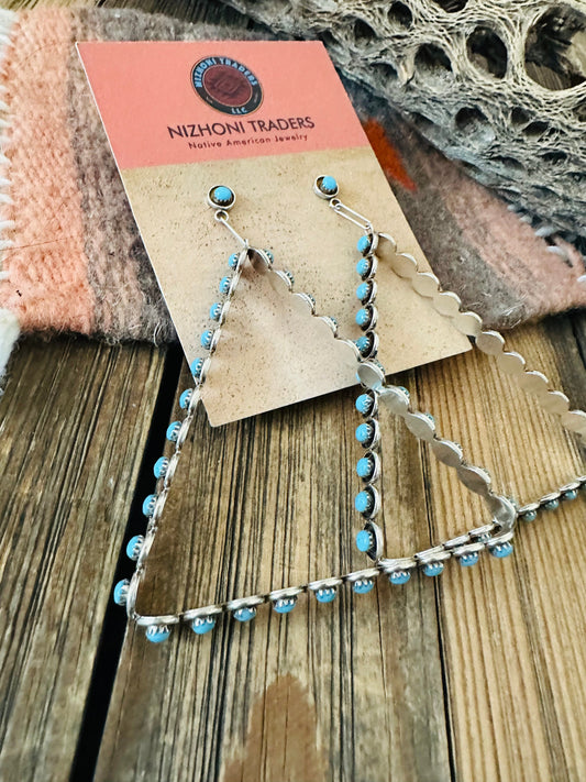 Handcrafted Sterling Silver & Turquoise Snake Eye Triangle Earrings