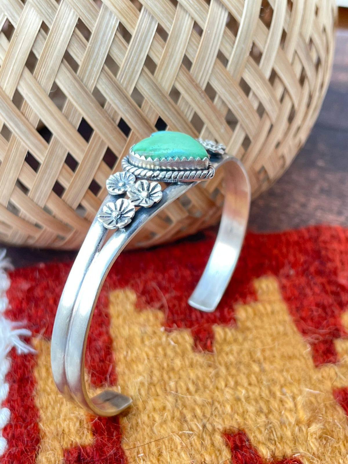 Handmade Sterling Silver Sonoran Mountain Turquoise Adjustable Cuff