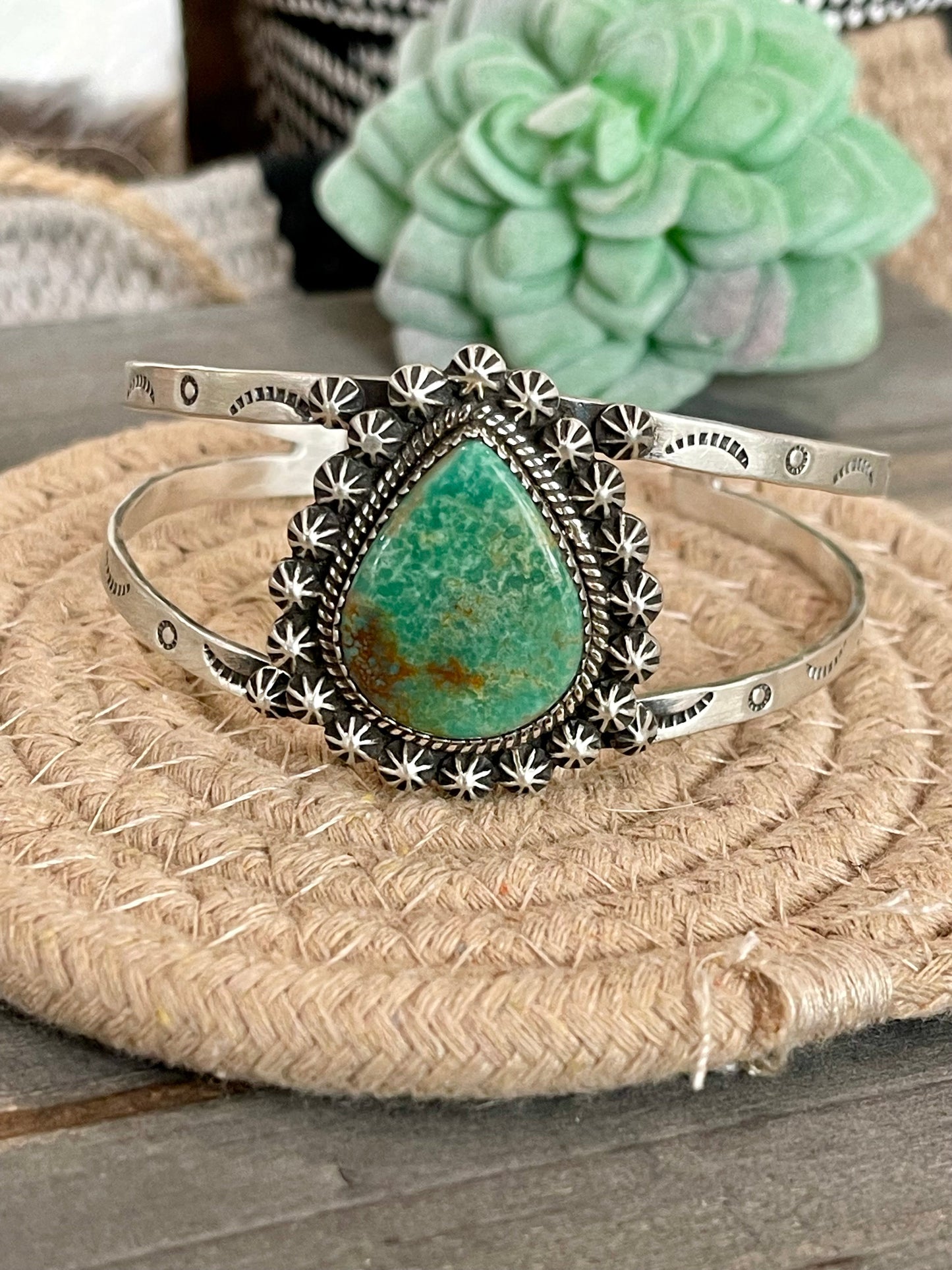 Handmade Sterling Silver & Royston Turquoise Cuff Bracelet