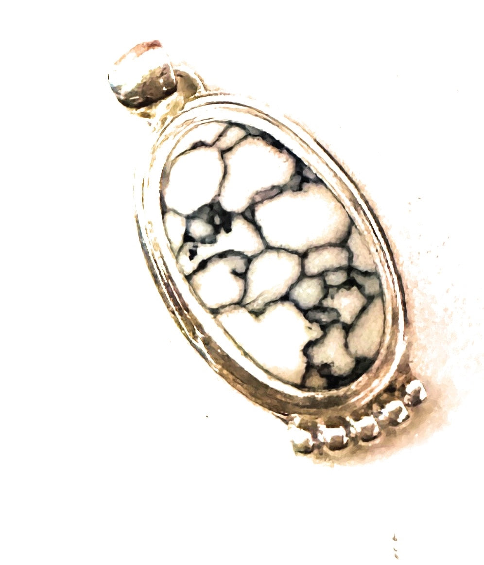 Handcrafted Howlite & Sterling Silver Pendant