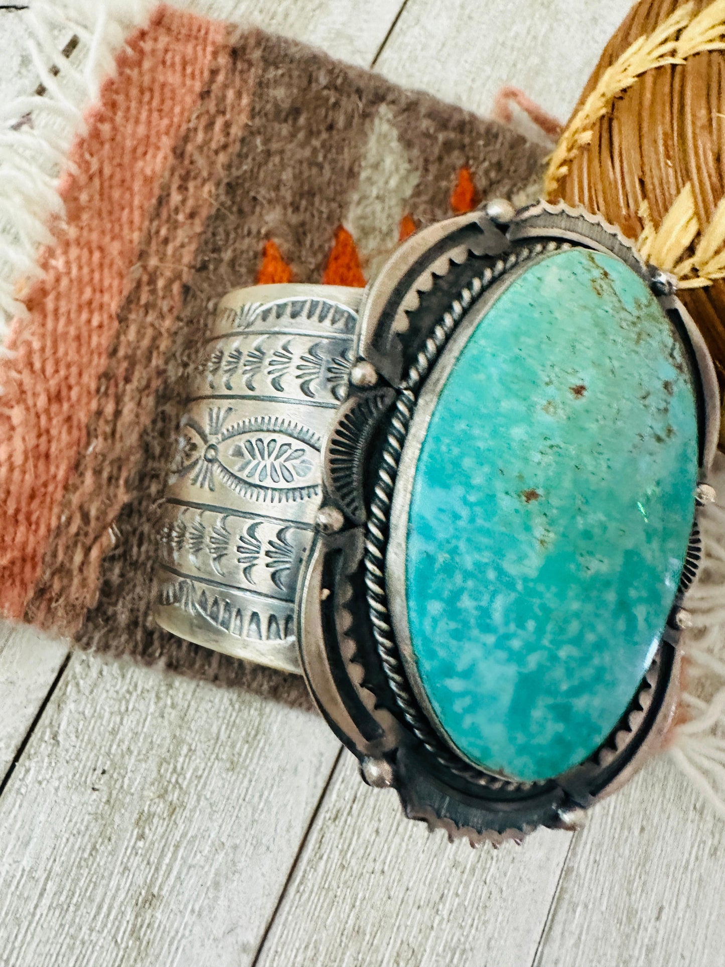 Handcrafted Sterling Silver & Kingman Turquoise Cuff Bracelet by Boyd Ashley