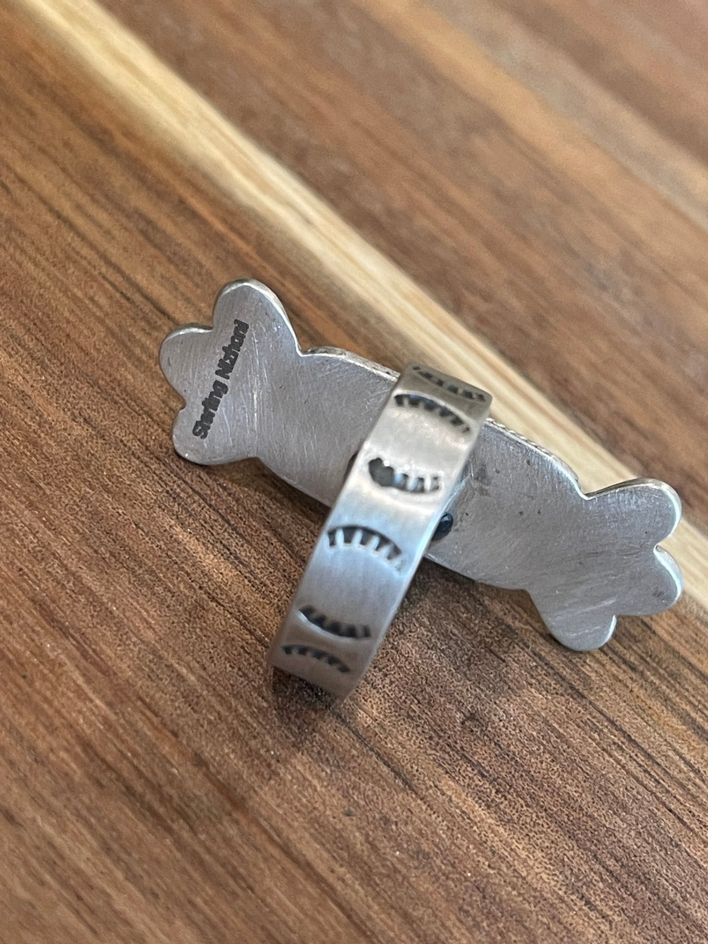 Beautiful Handmade White Buffalo And Sterling Silver Adjustable  Ring