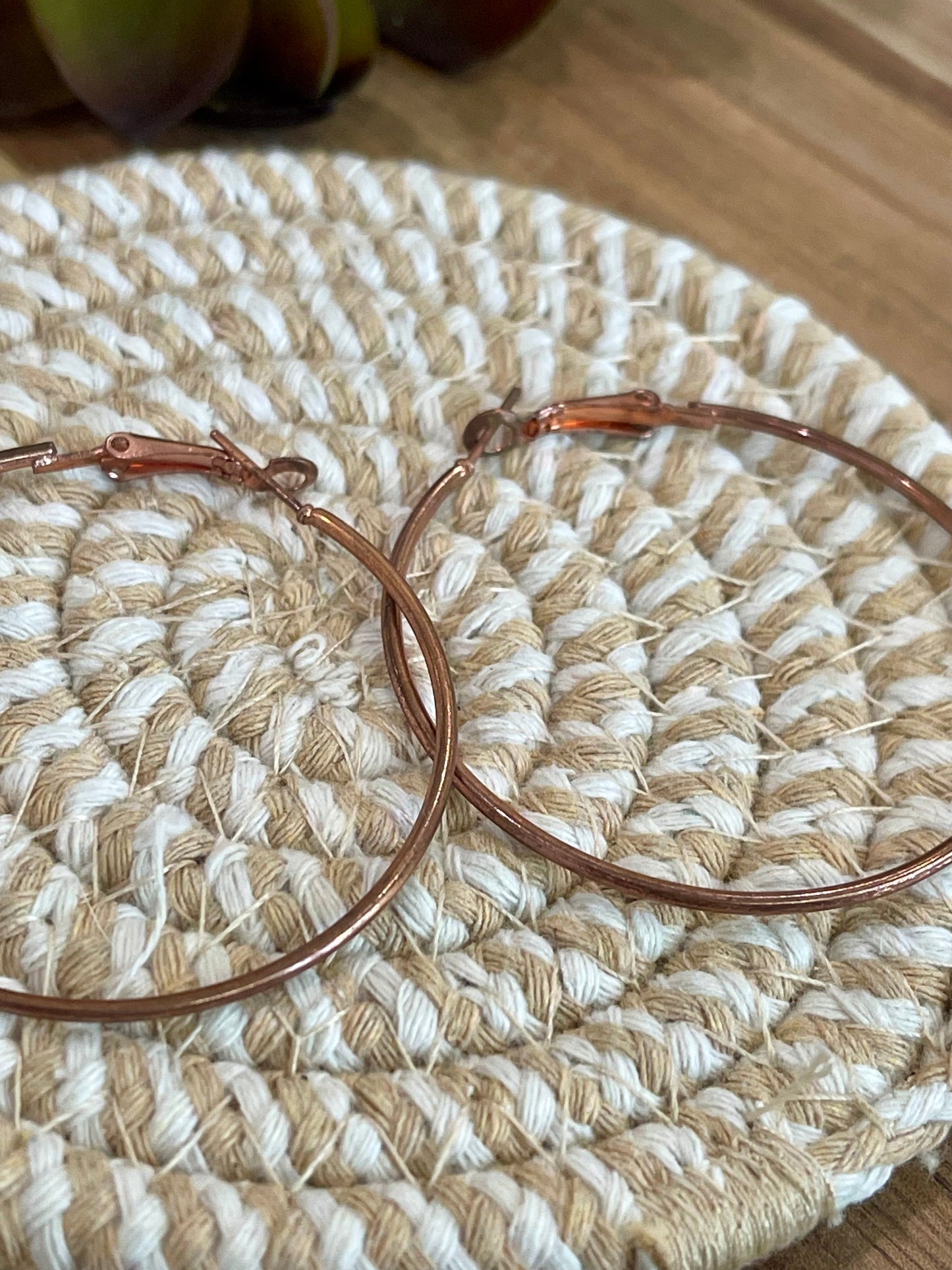 Vintage Handmade Copper Hoop Earrings