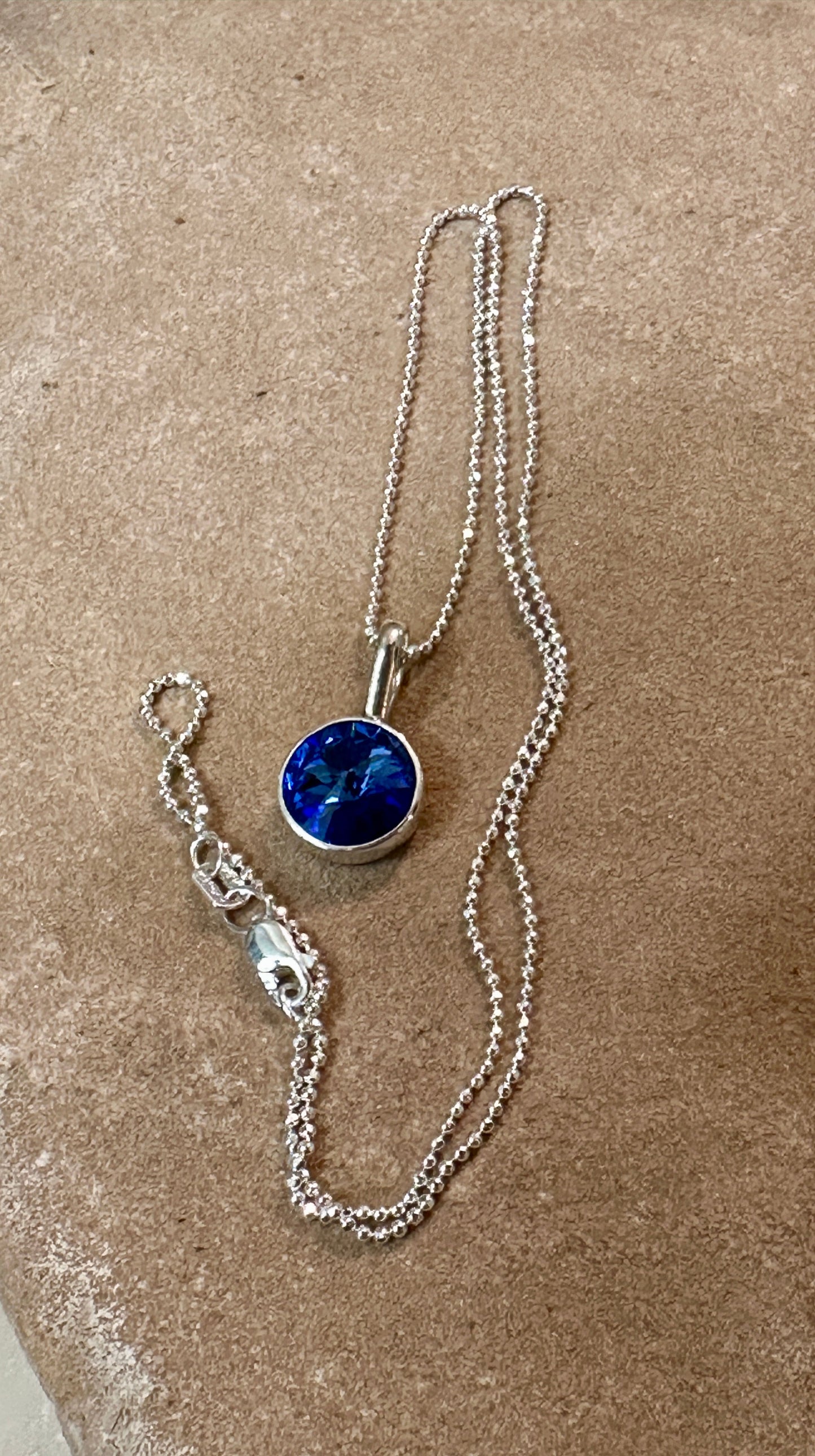 Dark Blue Crystal Pendant Necklace