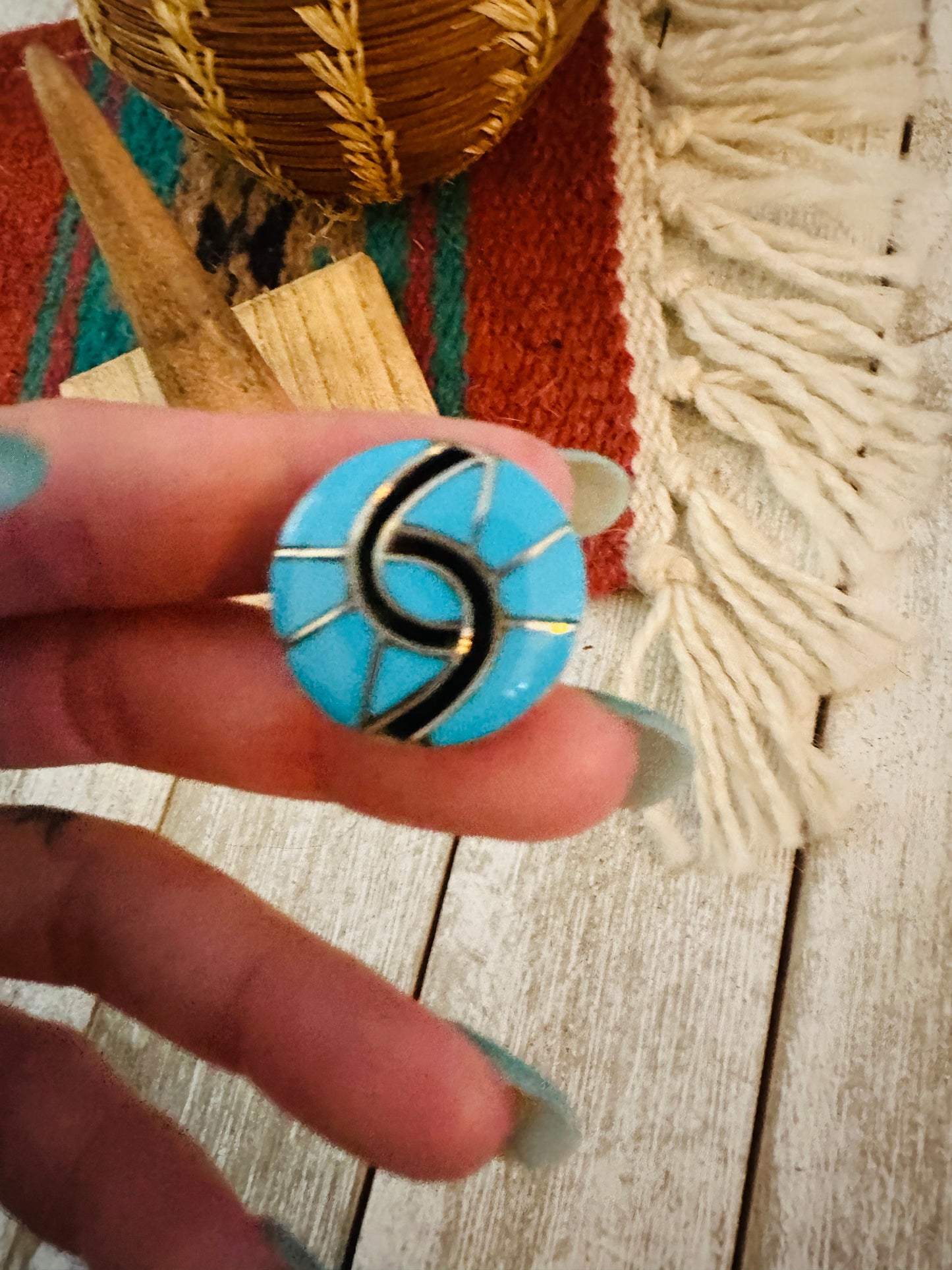 Handcrafted Sterling Silver Turquoise Inlay Ring